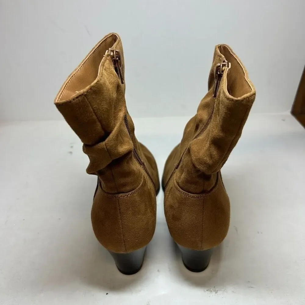 Style & Co. Womens 6.5 M Cognac Brown Faux Suede Slouch Mid Calf Boots NIB QJ6